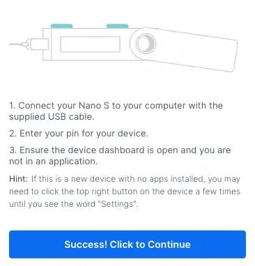 Ledger Nano S & Blockchain Connection