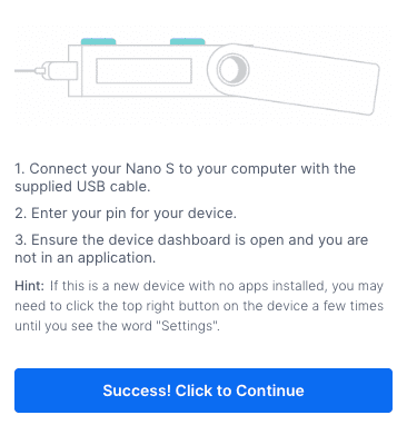 Ledger Nano S & Blockchain Connection