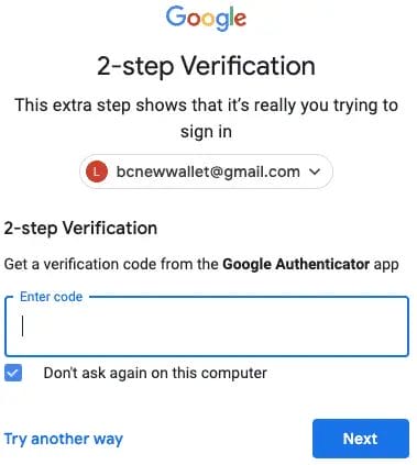 Using Backup Codes for Gmail