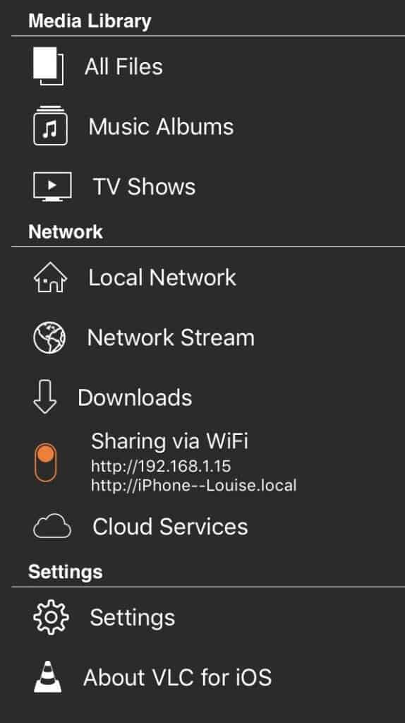 VLC for Mobile Sharing via WIFI