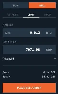 Selling BTC with Limit Order
