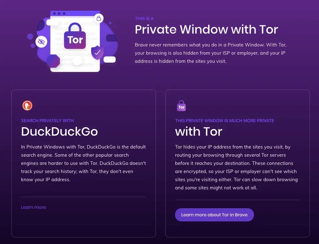 Brave browser with Tor Integration