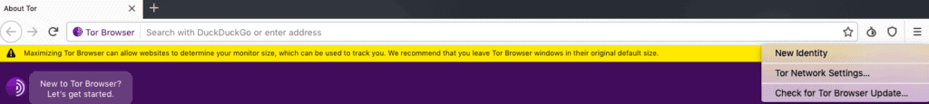 how to create a new Identity with Tor Browser