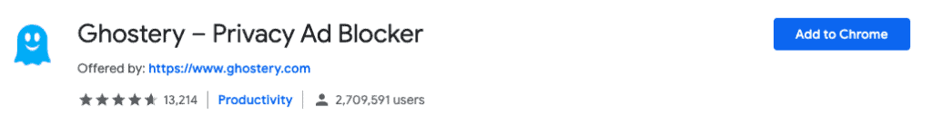 Ghostery is a Privacy focused  Ad Blocker Extension for Chrome