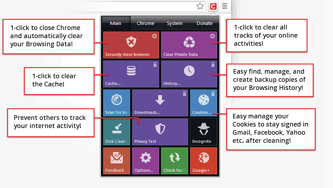 Clean chrome browser with Click & Clean