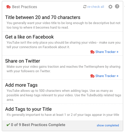 TubeBuddy Best Practises