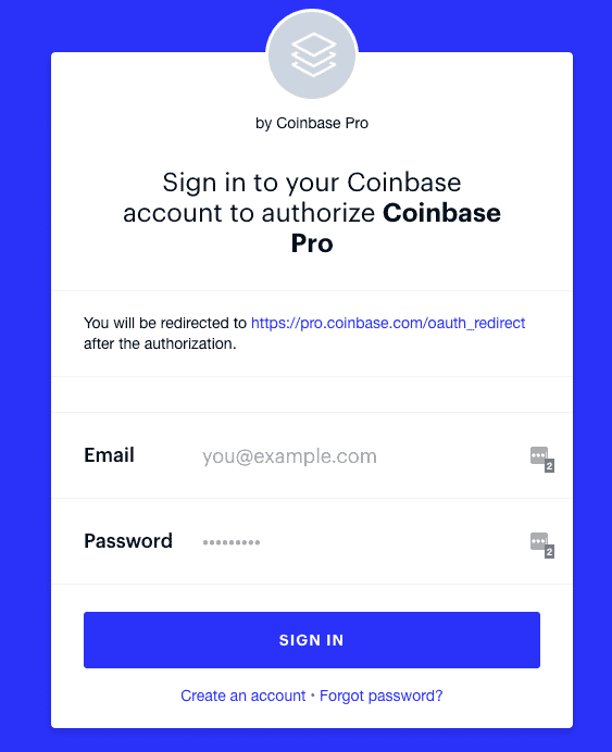 coinbase pro login