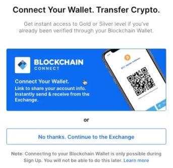 connect blockchain wallet with exchange