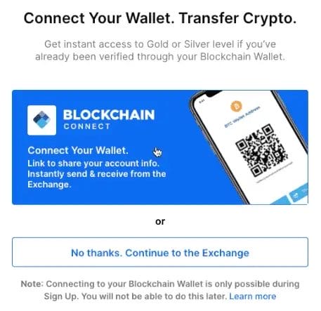 connect blockchain wallet with exchange