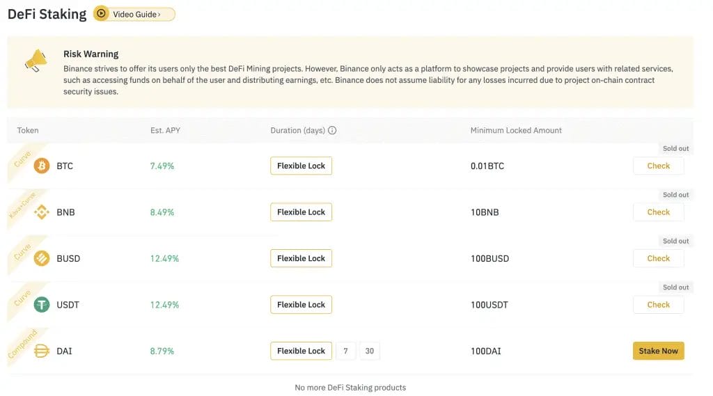 Binance Defi Staking