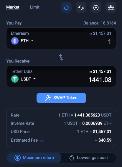 how to swap with 1inch