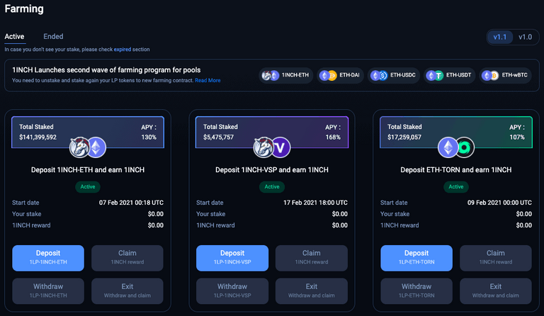 yield farming earn 1inch