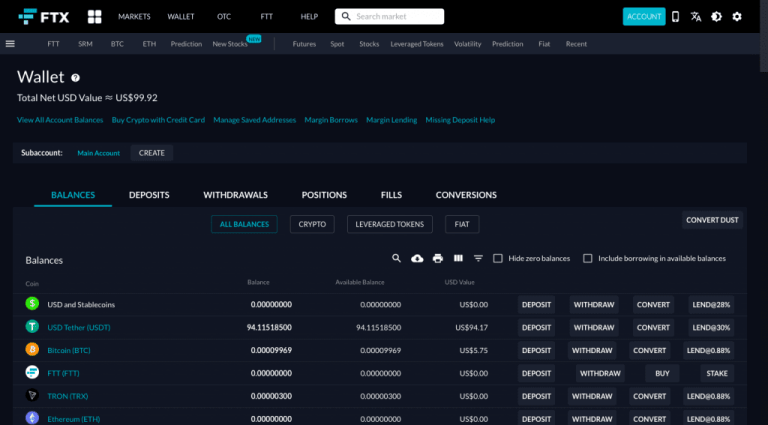 FTX exchange Deposit Methods