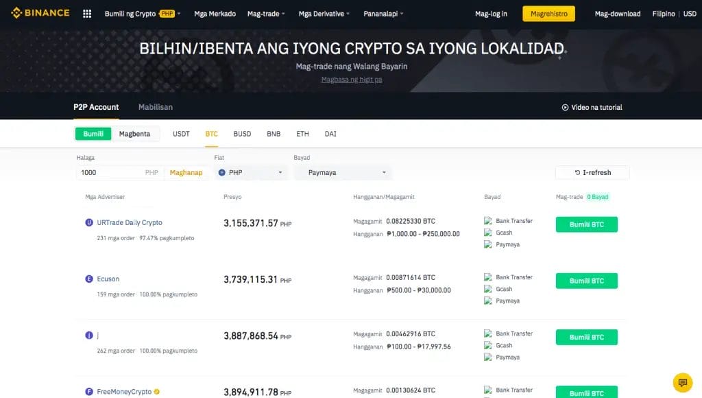 binance p2p philippines