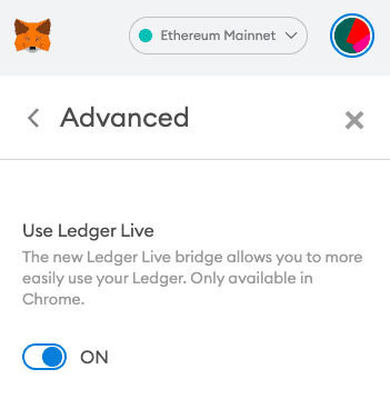 Ledger Live Bridge with MetaMask