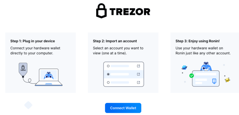 Ronin Wallet là gì? 2 kết nối trezor với ronin