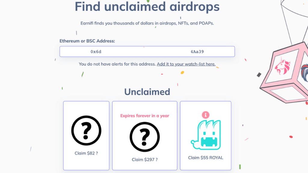 Find Unclaimed Airdrops