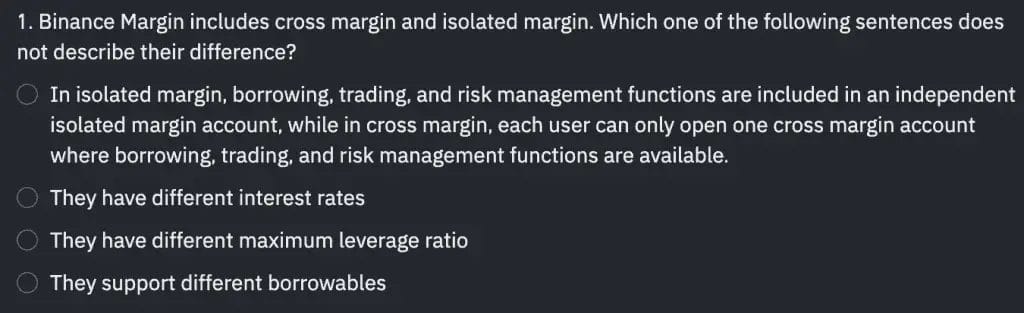 Binance Margin Quiz Answer 1