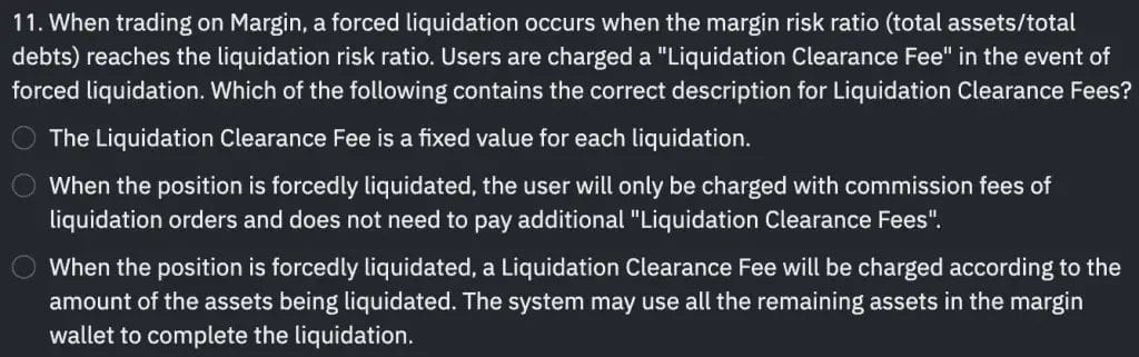 Binance Margin Quiz Answer 11