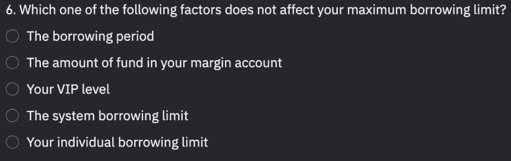 Binance Margin Quiz Answer 6