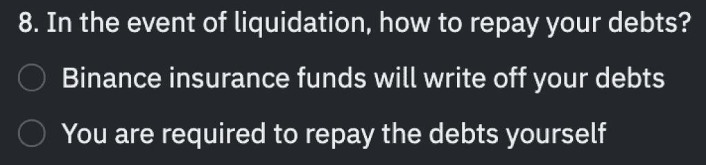 Binance Margin Quiz Answer 8