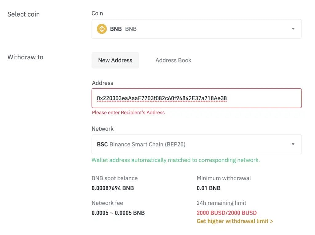 Withdraw from Binance to Trust Wallet
