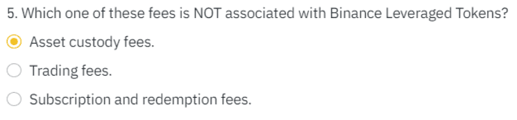 Binance Leverage Token Quiz Question 5