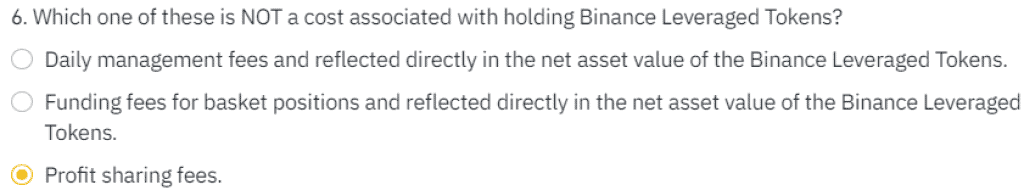 Binance Leverage Token Quiz Question 6