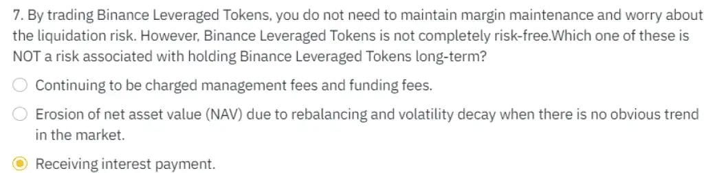 Binance Leverage Token Quiz Question 7