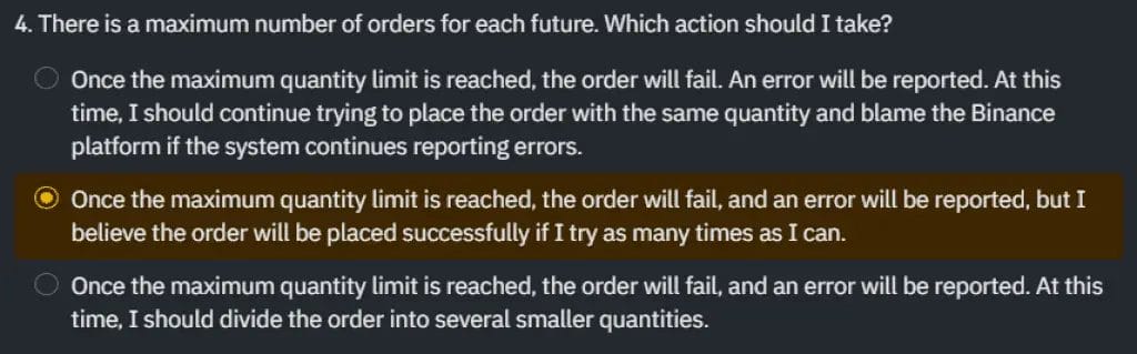 Binance Futures Quiz Answer 4