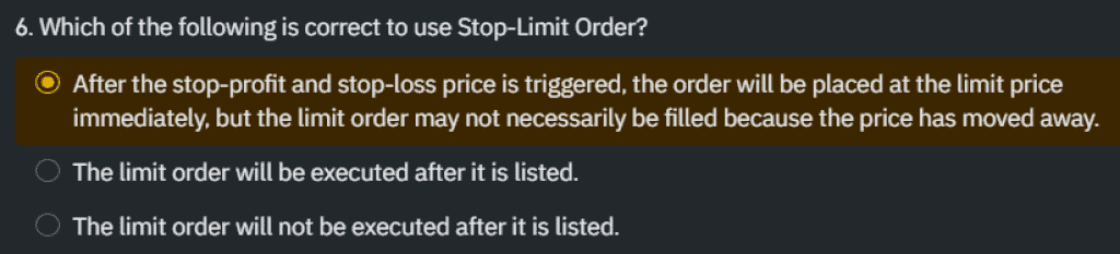 Binance Futures Quiz Answer 6