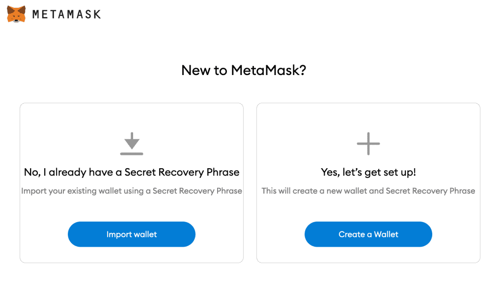 New to MetaMask? Create a wallet