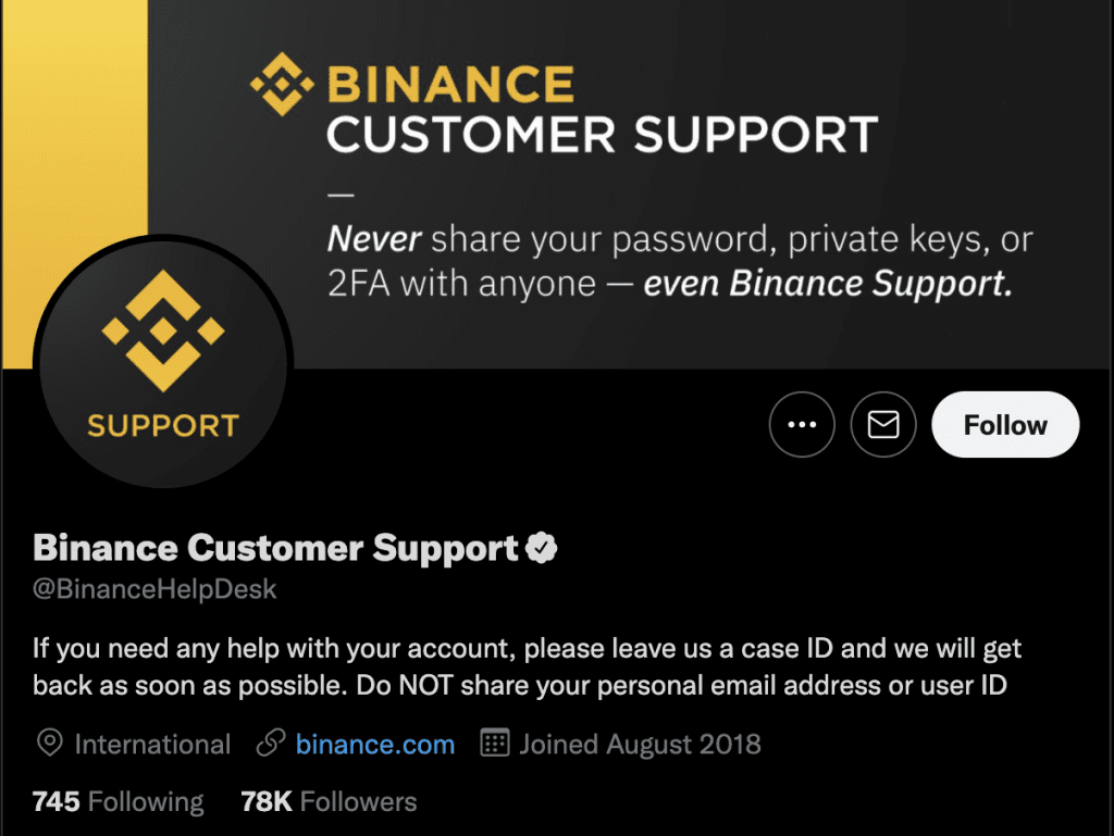 Binance Customer Support Twitter