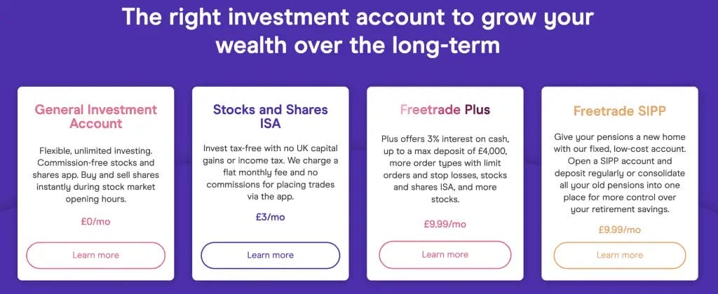 Freetrade Investment accounts