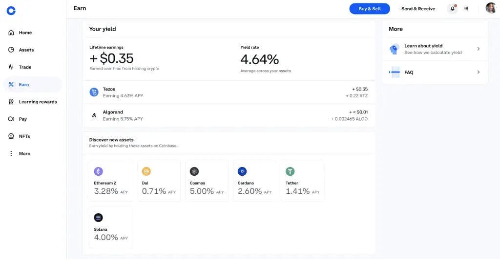 Coinbase Earn crypto Staking