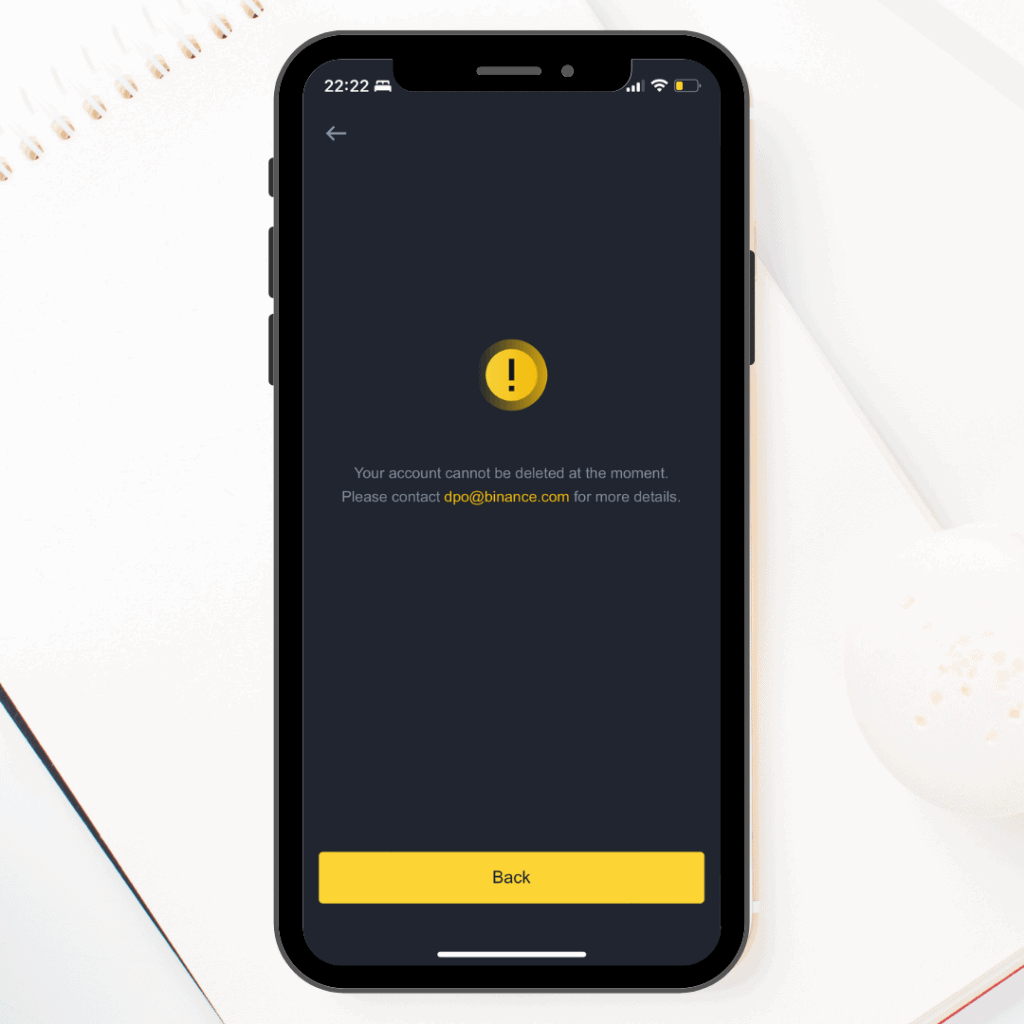 Email Binance to Delete Account