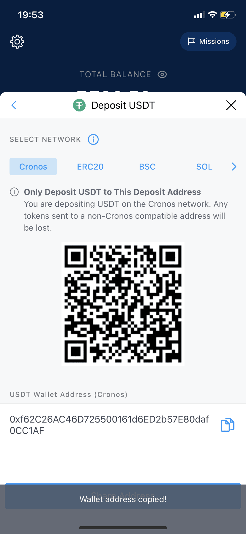 crypto.com app choosing networks