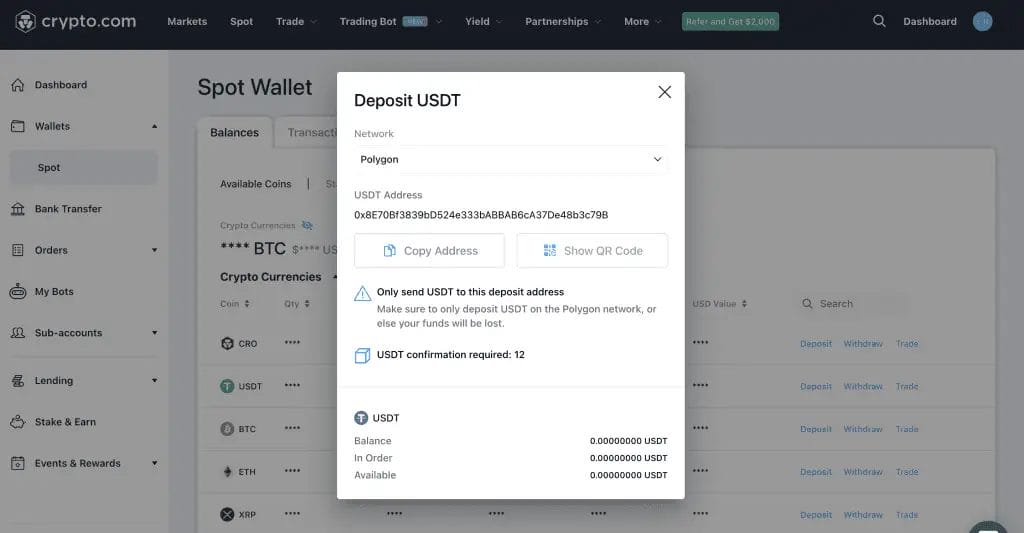 find your crypto.com wallet address