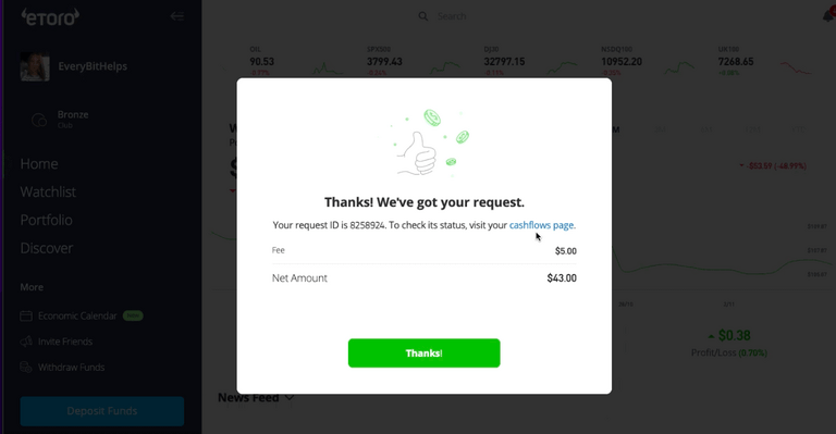 eToro Withdrawal