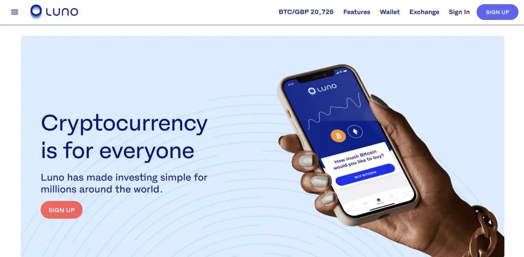 Luno review homepage crypto NFT exchange