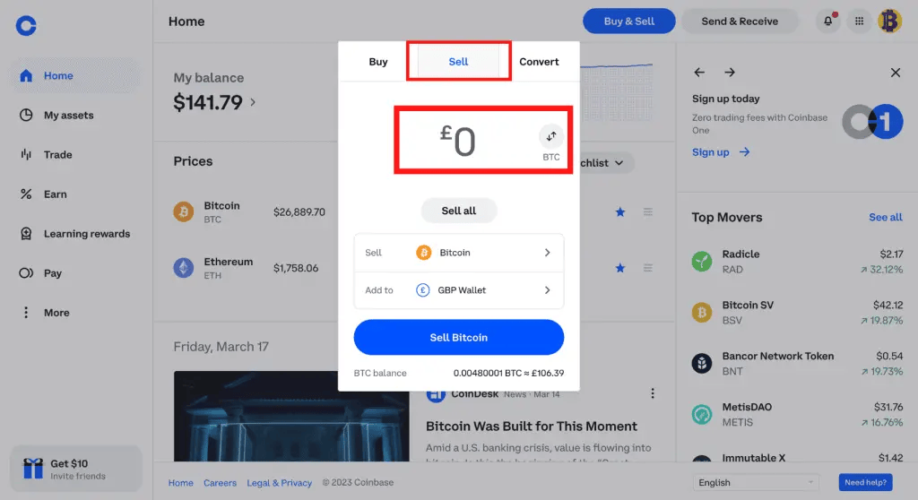 Step 2 How Sell Crypto on Coinbase