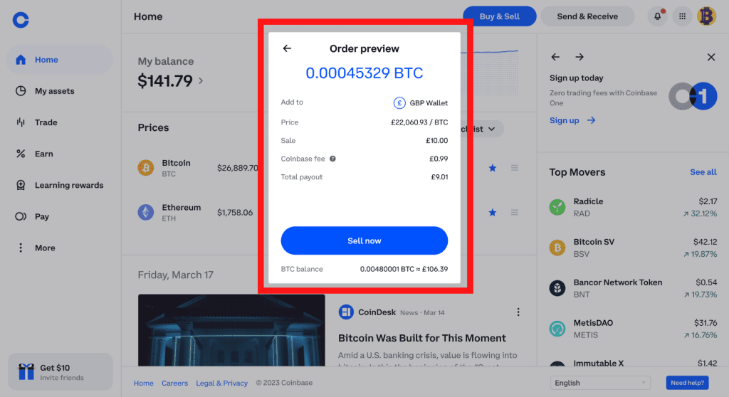 Step 4 How Sell Crypto on Coinbase