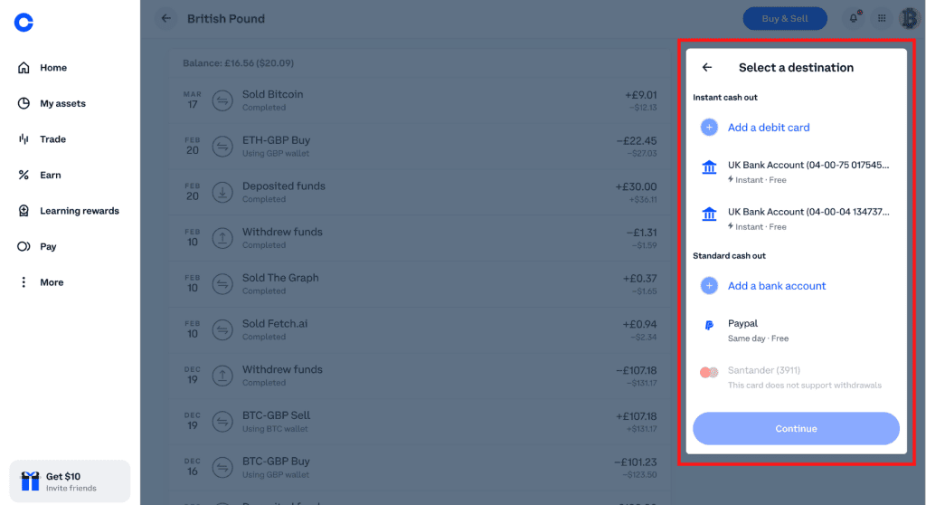 Step 4 withdrawing from Coinbase to Bank Account