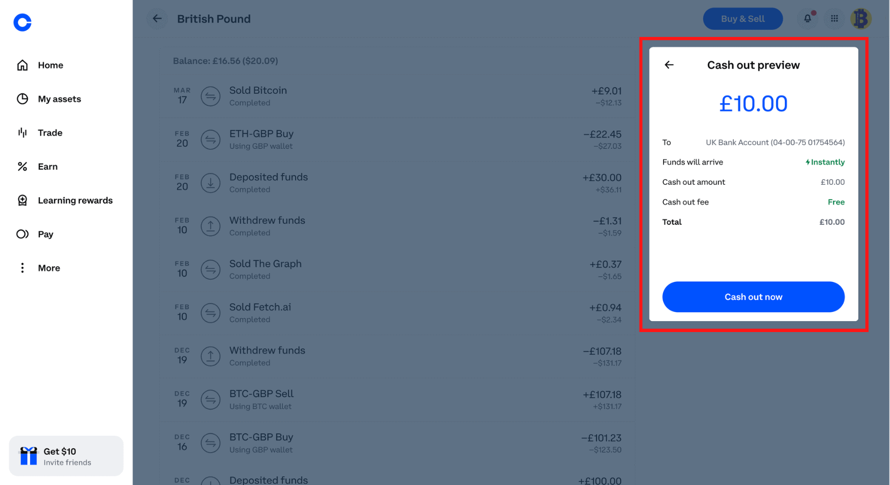 Step 5 withdrawing from Coinbase to Bank Account