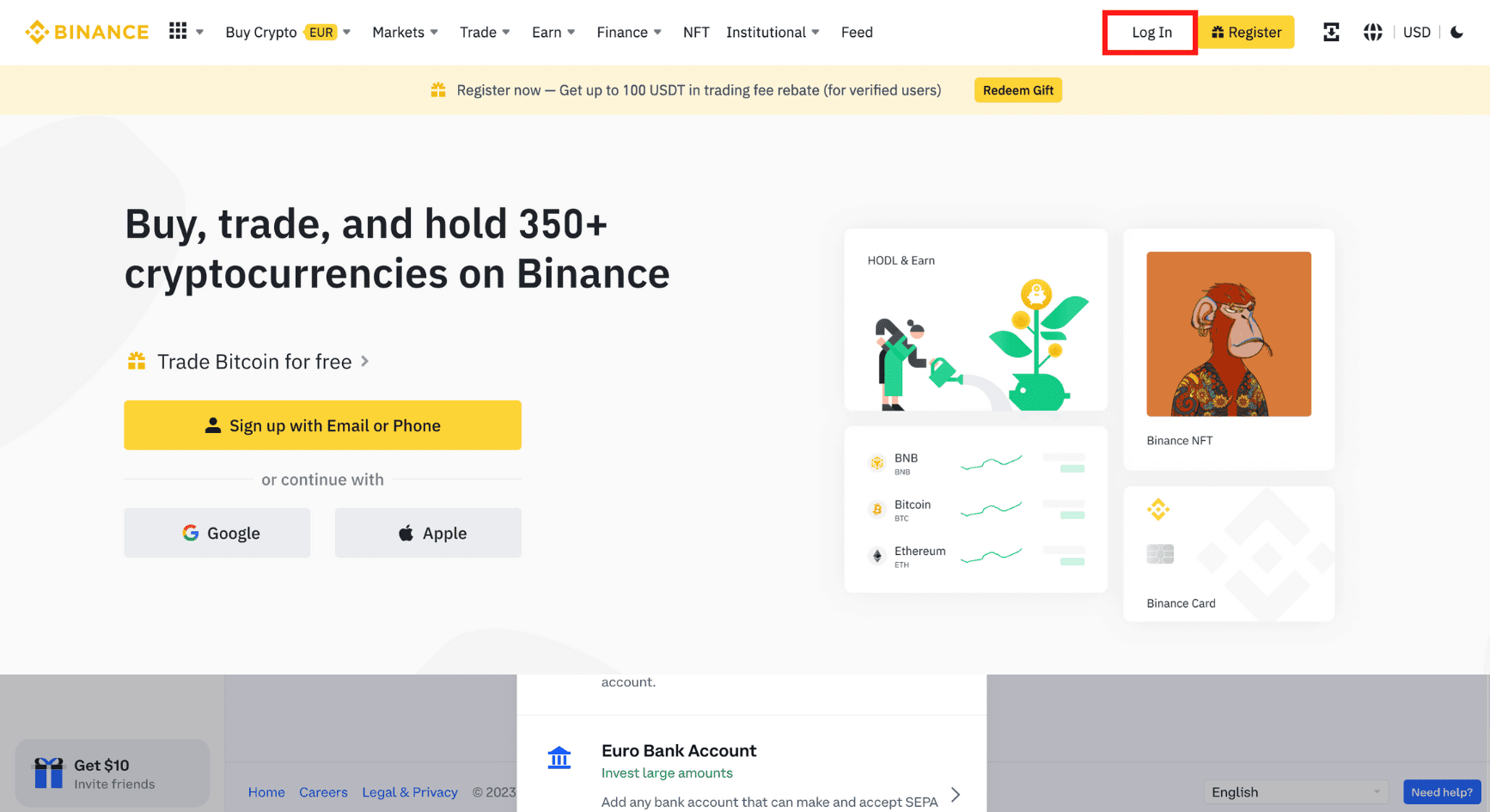 Step 2: Go to Binance and login