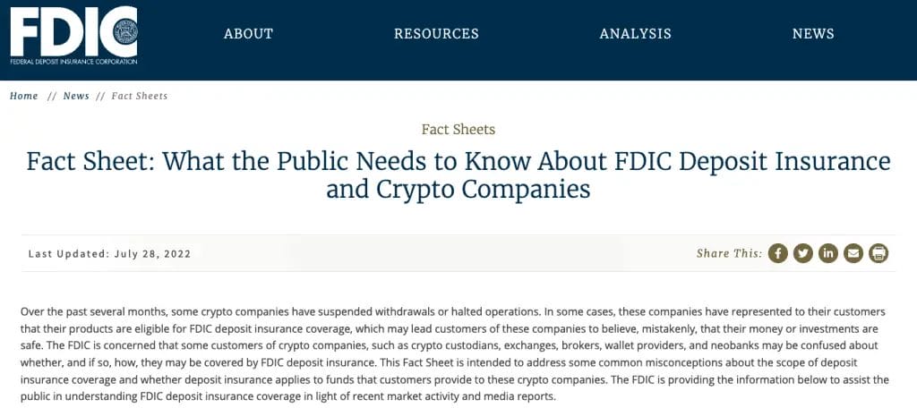 Crypto FDIC Insurance
