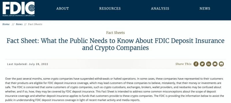 Crypto FDIC Insurance 