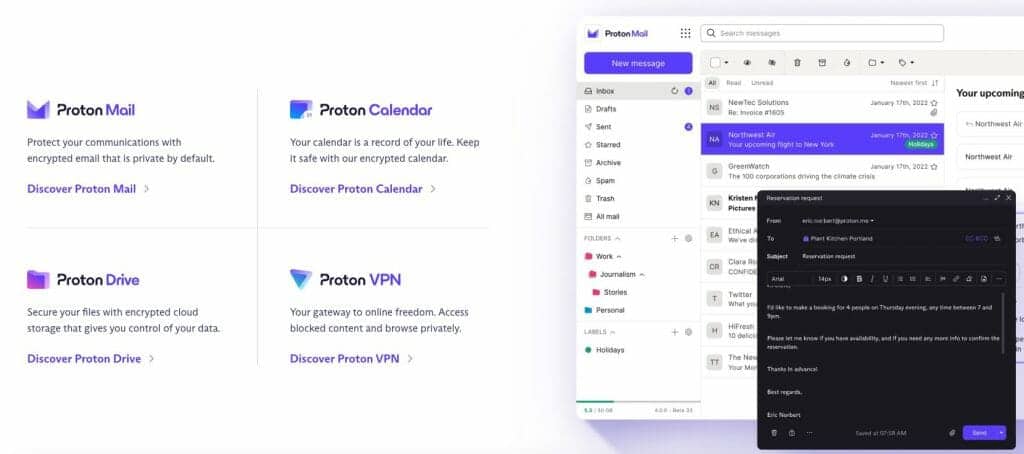 ProtonMail, Proton Calandar, Proton VPN, Proton Drive