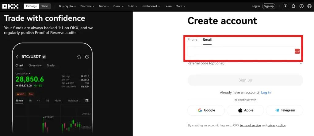 How to create a OKX account