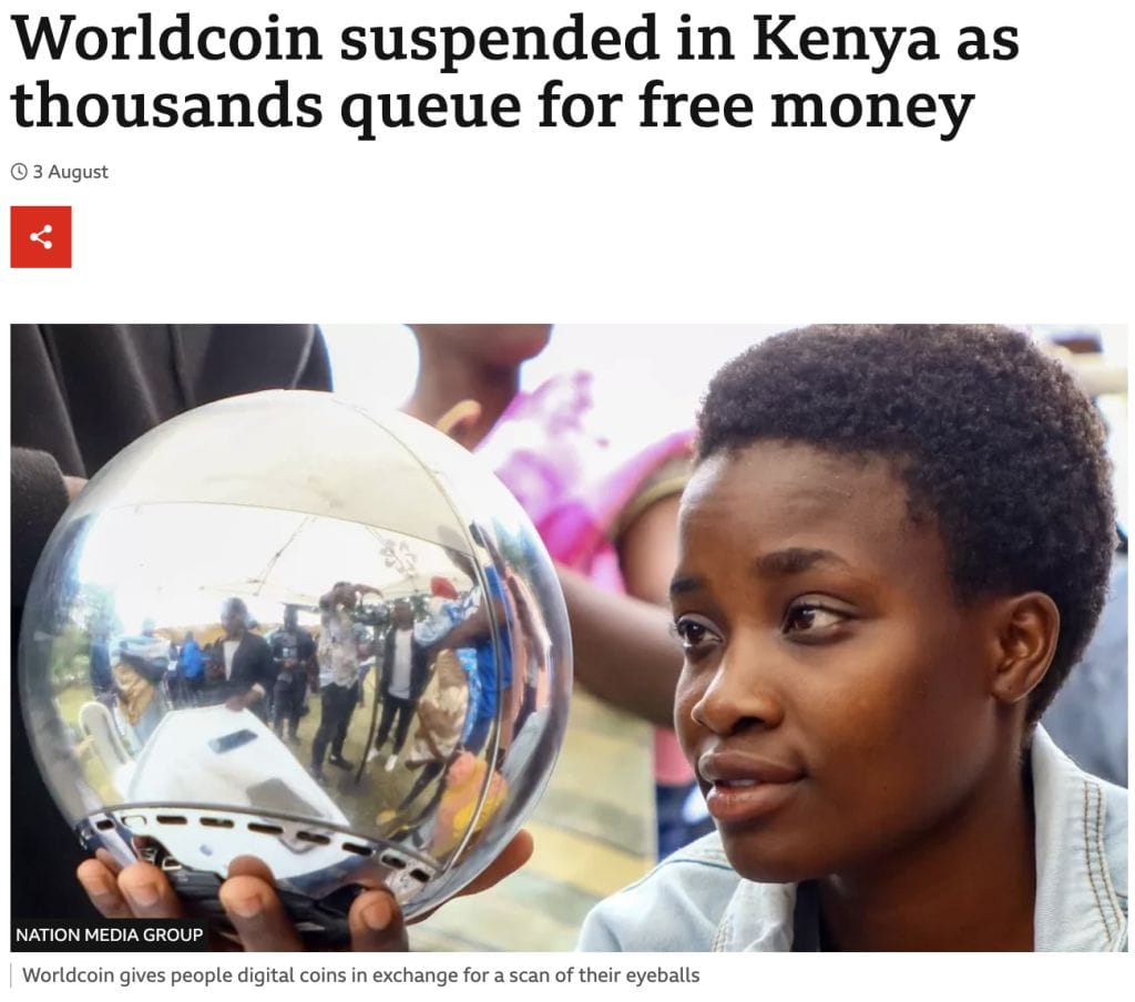 Worldcoin suspended in Kenya as thousands queue for free money